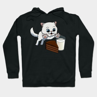 Persian Cat excited to have Chocolate Cake with Milk Hoodie